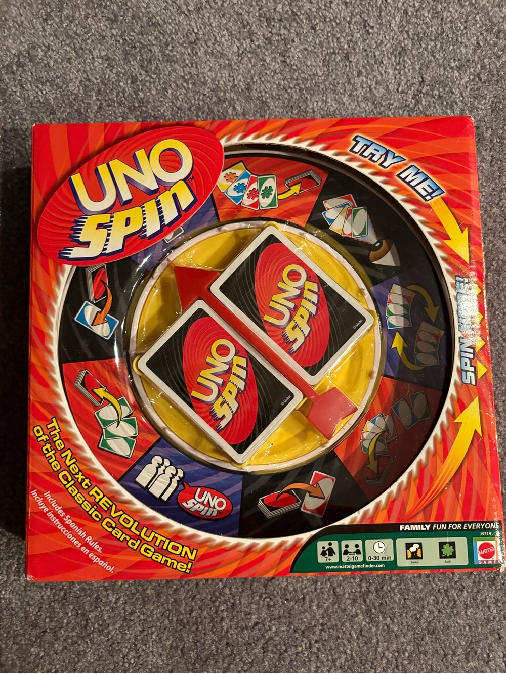 Mattel UNO Spin Card Game - Red, Yellow, Black